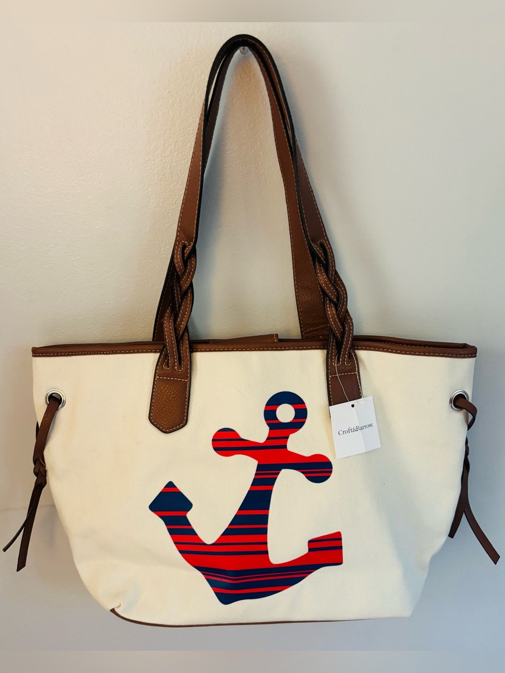 Croft & Barrow Nautical Anchor Canvas Tote Bag